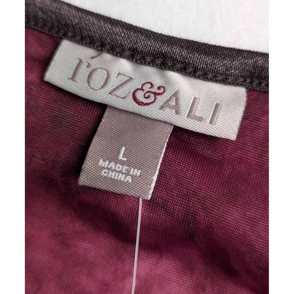 Roz and Ali NWT Flocked top size L Wine overdyed Bust 39 Waist 34" C back 24" - Picture 5 of 10